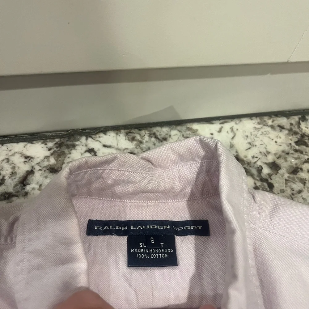 Boys slim fit size 6 light pink 100% cotton polo Ralph Lauren sport Oxford shirt